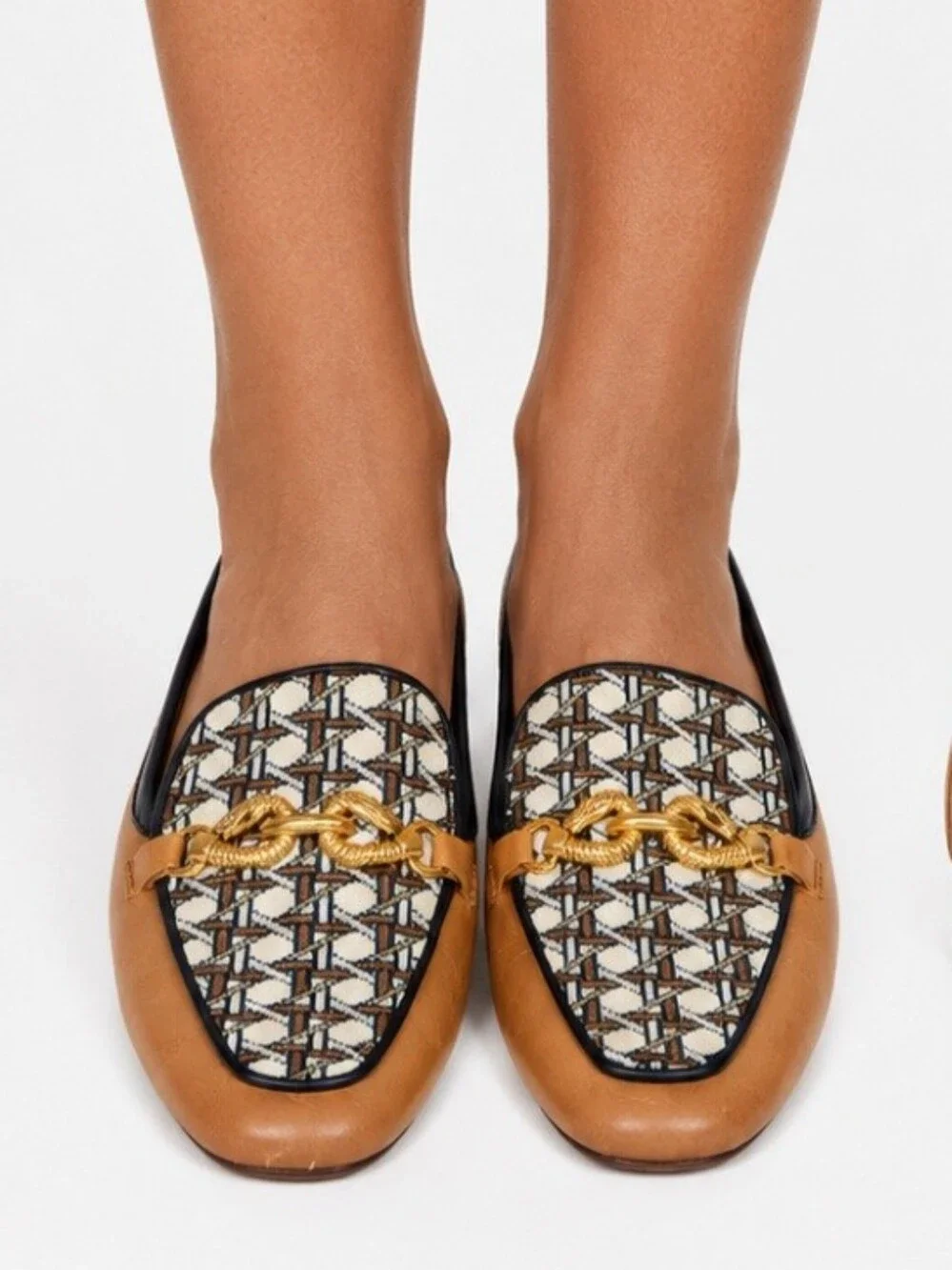 Tory Burch Gemini Link Women’s Size 11 M Tan Leather Monogram Loafers Flats